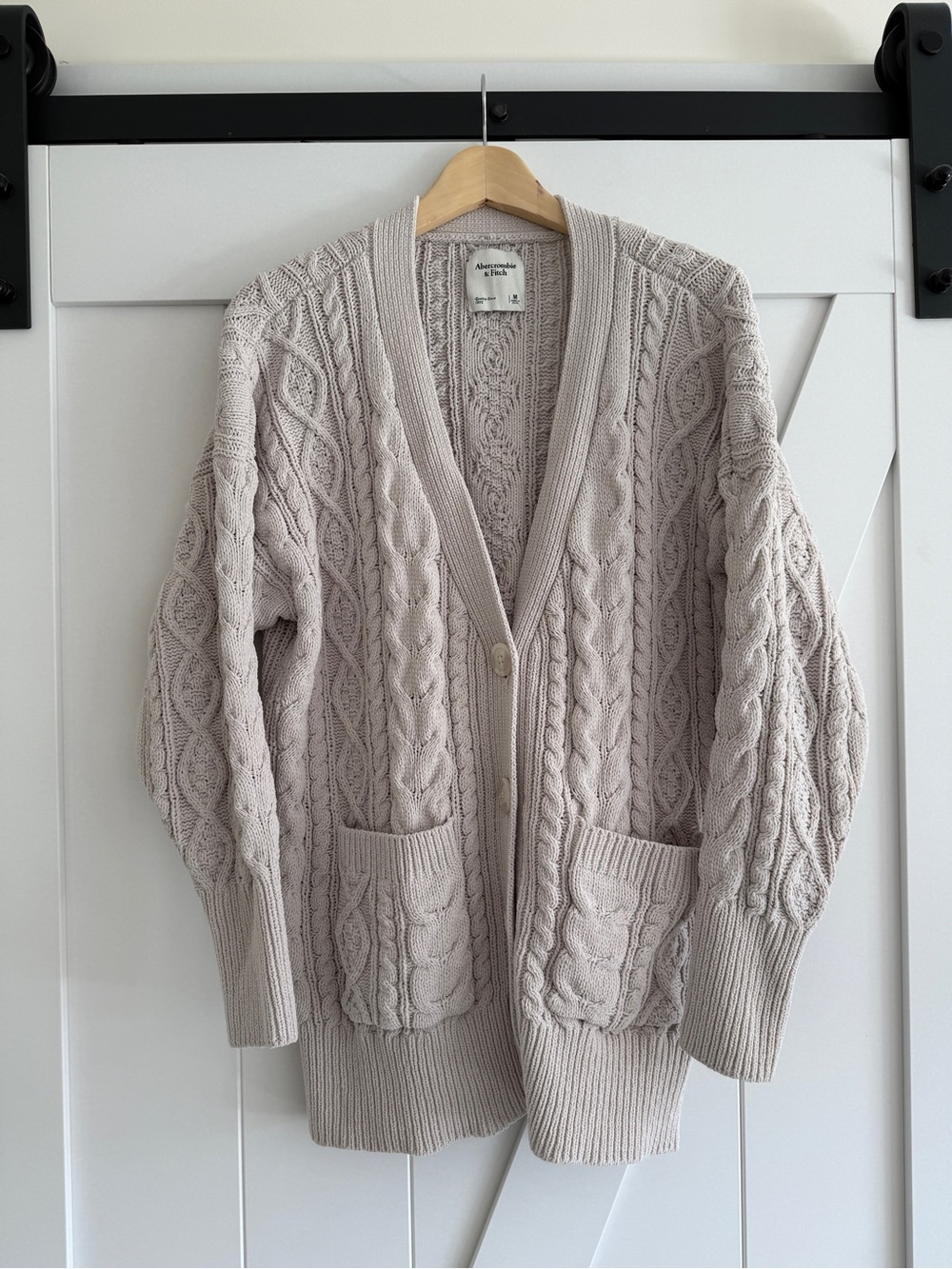 Abercrombie & Fitch Light Taupe Cable Knit Cardigan